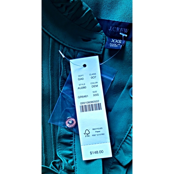 17. J.Crew Silk ruffle popover top - Picture 6 of 6